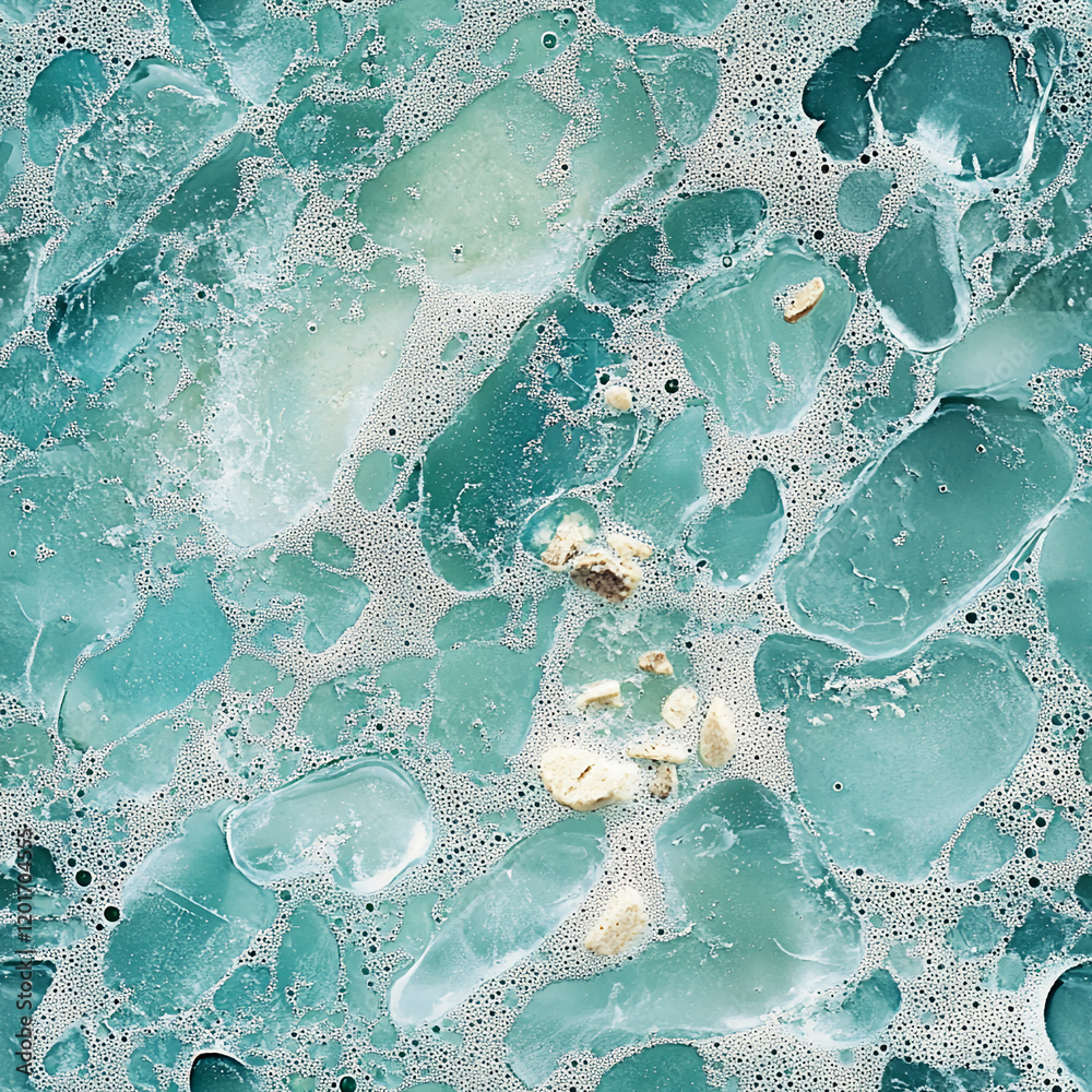 Poster aqua stone and foam texture with organic patterns