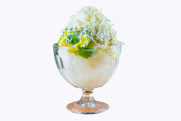 fruit ice with cheese topping