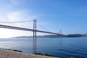 25 de Abril Bridge in Lisbon – Scenic View of the Tagus Rive