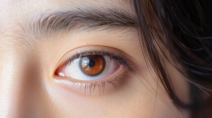 close up of beauty Asian woman eye on an isolated white background, object focused, png, stock image, hd quality, natural look,