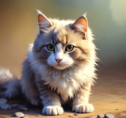 Obraz premium Illustration of fluffy cat.