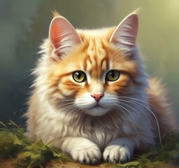 Fototapeta premium Illustration of fluffy cat.