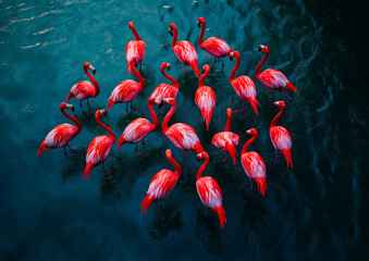 big group of pink flamingos