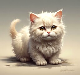 Fototapeta premium Illustration of fluffy cat.