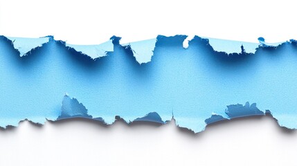 Obraz premium Abstract Texture of Torn Light Blue Paper with Rough Edge on White Background