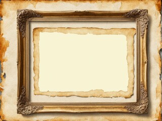 Old photo frame. Vintage paper. Watercolor.