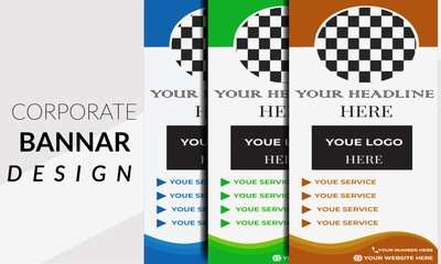 Business rollup banner template set, pull up, display banner, x-banner vector, flag-banner design bundle template or Roll up banner stand for your company