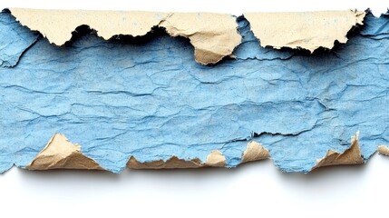 Obraz premium Ripped Paper Texture with Blue and Beige Paint Layers: Abstract Grunge Background