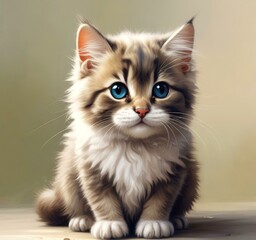 Fototapeta premium Illustration of fluffy cat.