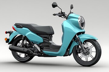 Obraz premium Motor Scooter Stopping on the Side of the Road with white background.