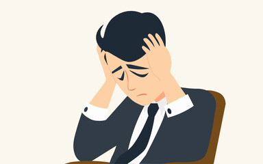 businessman with headache, frustrated businessman. 