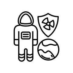 Radiation Shielding Outline Icon, Vector illustration