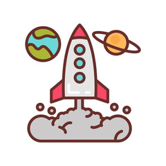 Space Launch Filled Icons , Vector illustration