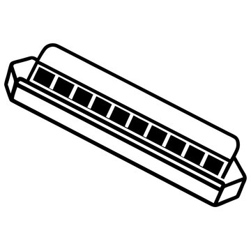 black and white harmonica outline clip art preview