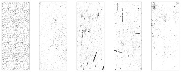 Set of Black and white grunge. Distress overlay texture. Surface dust and rough dirty wall background concept. Distress illustration simply place over object to create grunge effect. Vector