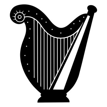 recommend clip art: harp full silhouette vector illustration