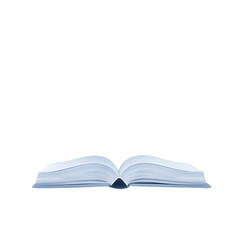 An open book with pages ready to explore knowledge and stories in a serene setting., isolated on a transparent background.