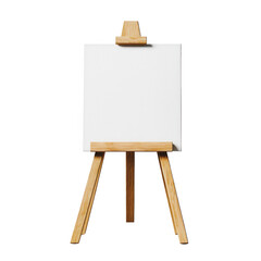 Blank canvas on an easel ready for artistic expression and creativity., isolated on a transparent background.
