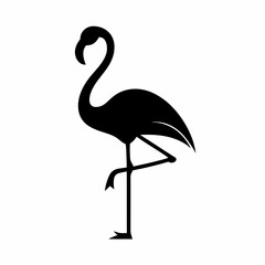 Minimalist Flamingo Silhouette Vector Isolated on Transparent Background.