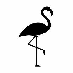 Minimalist Flamingo Silhouette Vector Isolated on Transparent Background.