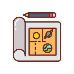 Space Planning Filled Icons , Vector illustration