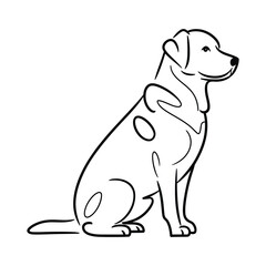 Line Art Labrador Retriever with white background