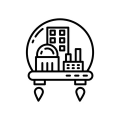 Naklejka premium Space Colony Outline Icon, Vector illustration