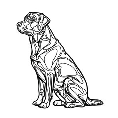 Line Art Labrador Retriever with white background