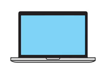 Laptop vector illustration, Notebook metallic color with a blue screen