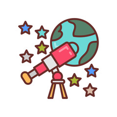 Telescope Astronomy Filled Icons , Vector illustration