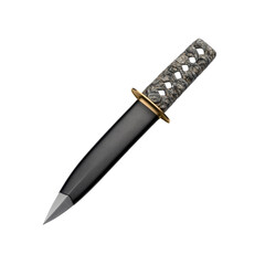 Elegant Black and Grey Marble-Handled Dagger with Gold Accents
