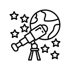 Telescope Astronomy Outline Icon, Vector illustration