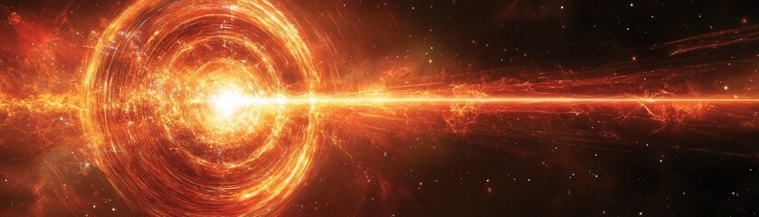 Obraz premium Cosmic energy burst, space background, fiery explosion, science fiction