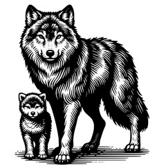 Vintage Wolf Drawing