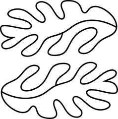 Simple Line Drawing of Two Wavy Organic Leaves