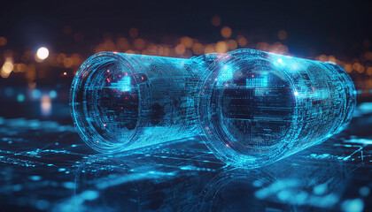 Digital blue binoculars technology, binoculars vision generated.AI