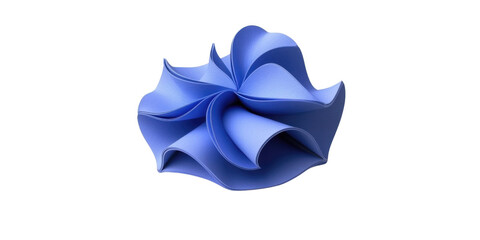 Fototapeta premium Abstract Blue 3D Paper Sculpture Swirling Folded Design Modern Art Geometric Shapes