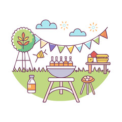 backyard bbq party icon, backyard bbq party vector illustration-simple illustration of backyard bbq party, perfect for backyard bbq party logos and icons