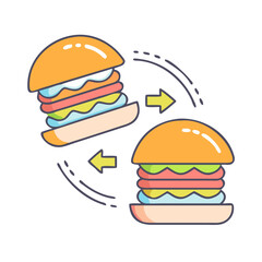 flipping burgers icon, flipping burgers vector illustration-simple illustration of flipping burgers, perfect for flipping burgers logos and icons
