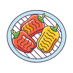 grilled bell peppers icon, grilled bell peppers vector illustration-simple illustration of grilled bell peppers, perfect for grilled bell peppers logos and icons