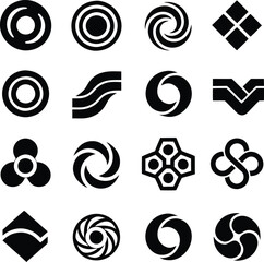 Abstract Geometric Shapes Circular, Spiral, and Linear Icons Set