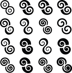 Black and White Spiral Twin Designs Graphic Art Collection
