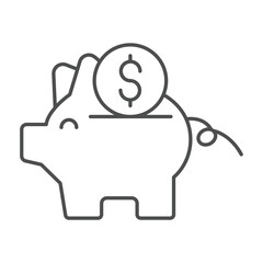 Piggy Banking thinline icon , vector, pixel perfect, illustrator file 
 