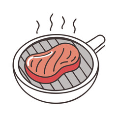 steak sizzling on grill icon, steak sizzling on grill vector illustration-simple illustration of steak sizzling on grill, perfect for steak sizzling on grill logos and icons