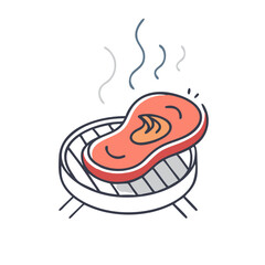 steak sizzling on grill icon, steak sizzling on grill vector illustration-simple illustration of steak sizzling on grill, perfect for steak sizzling on grill logos and icons