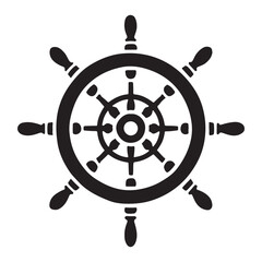 Obraz premium Classic Ship Wheel Silhouette Illustration Vector Graphic Design