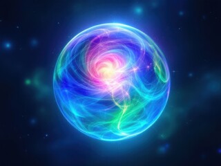 Obraz premium Vibrant Cosmic Energy Sphere in Deep Space