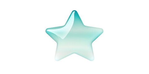 Obraz premium Glossy Teal Five Pointed Star Graphic Element 3D Render Digital Asset