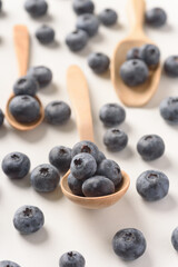 Close up of fresh blueberries for healthy food on white background.