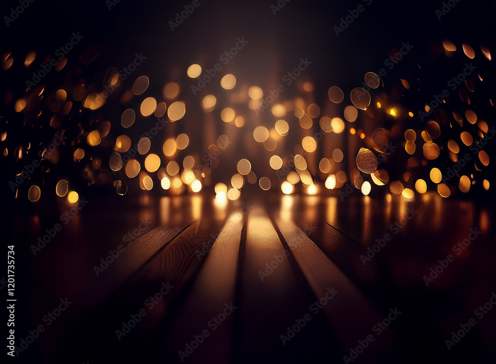 Aufkleber Abstract background with bokeh lights. Golden glows create a warm, inviting ambiance.  Reflective surface adds depth.